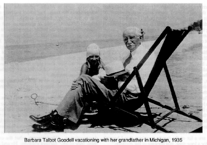 Barbara Talbot Goodell vacationing with her grandfather in Michigan,
	1935