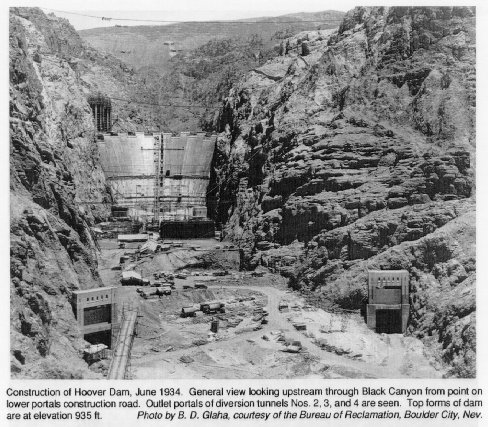 Construction of Hoover Dam, June 1934.